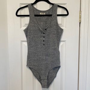 Madewell Marled Grey Henley Bodysuit.